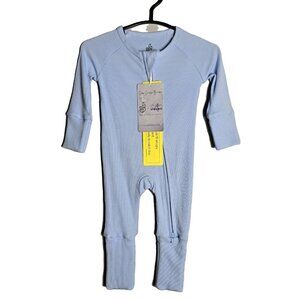 Simply Bamboo Blue Ribbed Convertible Zip Romper NB NWT Bamboo Cotton Pajamas‎